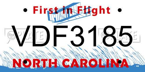 VDF3185 North Carolina License Plate