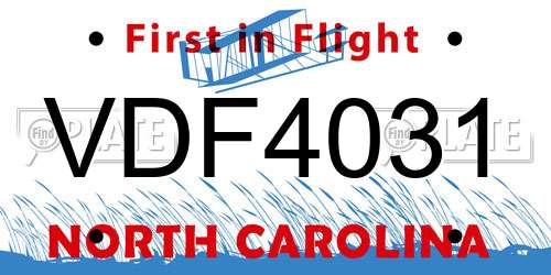 VDF4031 North Carolina License Plate