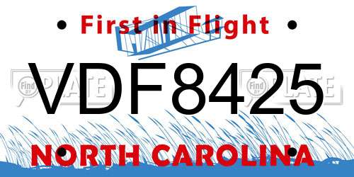 VDF8425 North Carolina License Plate