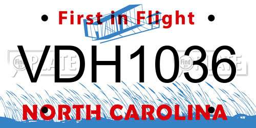 VDH1036 North Carolina License Plate