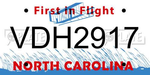 VDH2917 North Carolina License Plate