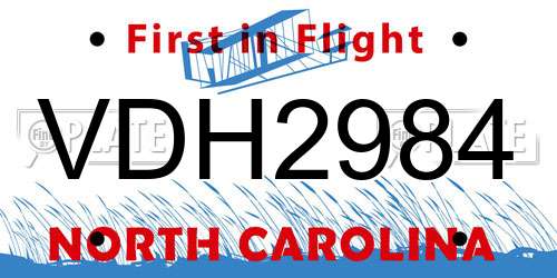 VDH2984 North Carolina License Plate