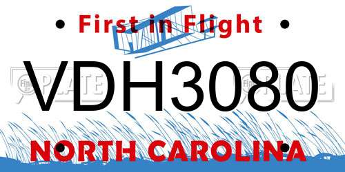 VDH3080 North Carolina License Plate