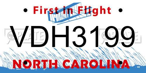 VDH3199 North Carolina License Plate