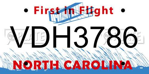 VDH3786 North Carolina License Plate