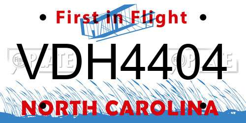 VDH4404 North Carolina License Plate