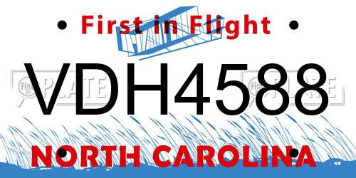 VDH4588 North Carolina License Plate