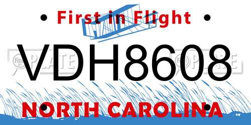 VDH8608 North Carolina License Plate