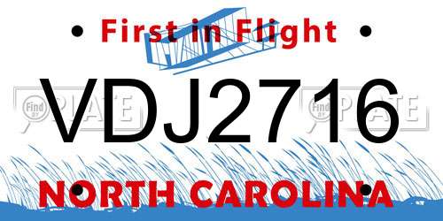 VDJ2716 North Carolina License Plate