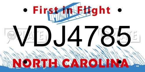 VDJ4785 North Carolina License Plate