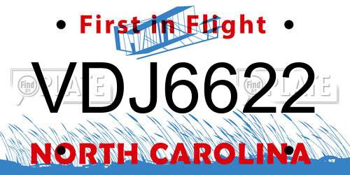 VDJ6622 North Carolina License Plate