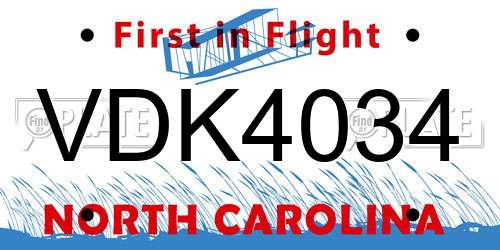 VDK4034 North Carolina License Plate