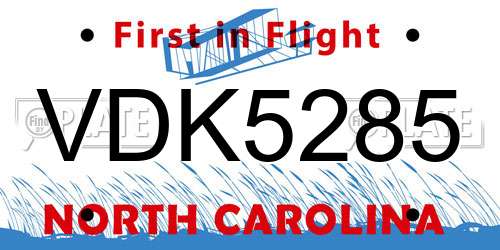 VDK5285 North Carolina License Plate