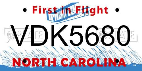 VDK5680 North Carolina License Plate