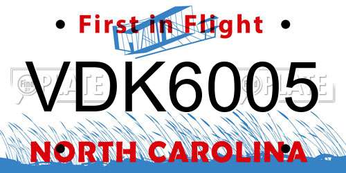 VDK6005 North Carolina License Plate