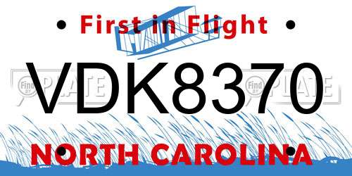 VDK8370 North Carolina License Plate