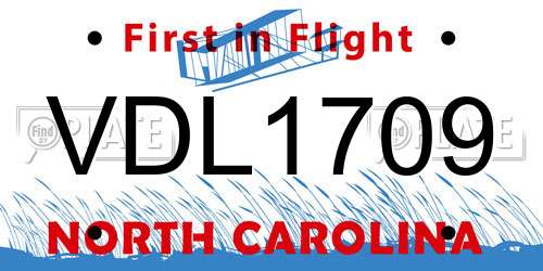 VDL1709 North Carolina License Plate