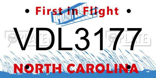 VDL3177 North Carolina License Plate