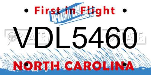 VDL5460 North Carolina License Plate