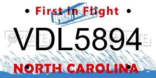 VDL5894 North Carolina License Plate