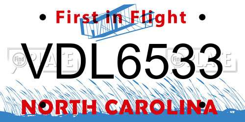 VDL6533 North Carolina License Plate