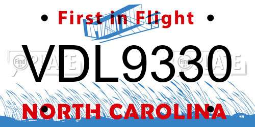 VDL9330 North Carolina License Plate