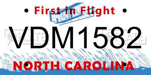 VDM1582 North Carolina License Plate