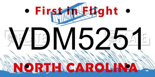 VDM5251 North Carolina License Plate