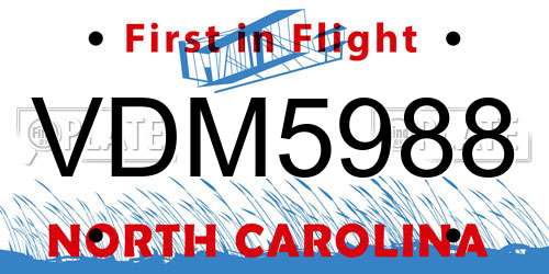 VDM5988 North Carolina License Plate