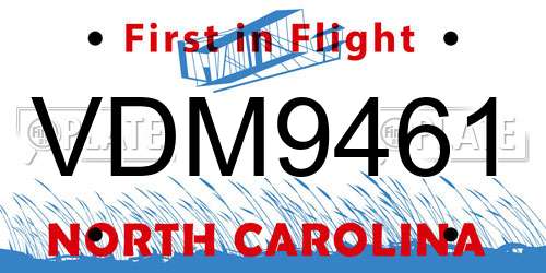 VDM9461 North Carolina License Plate