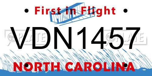 VDN1457 North Carolina License Plate
