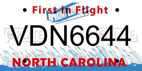 VDN6644 North Carolina License Plate