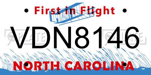 VDN8146 North Carolina License Plate