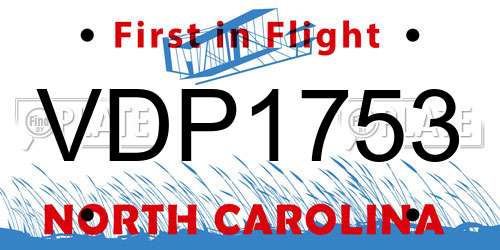VDP1753 North Carolina License Plate