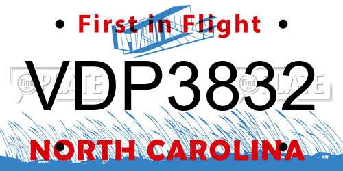 VDP3832 North Carolina License Plate