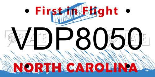 VDP8050 North Carolina License Plate