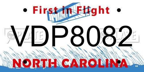 VDP8082 North Carolina License Plate