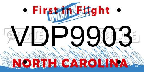VDP9903 North Carolina License Plate