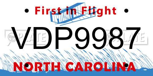 VDP9987 North Carolina License Plate