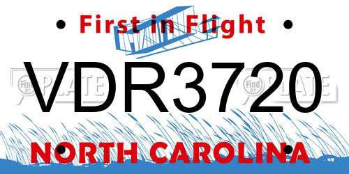 VDR3720 North Carolina License Plate