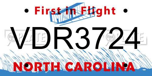 VDR3724 North Carolina License Plate