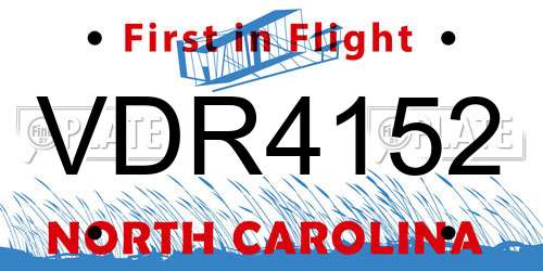 VDR4152 North Carolina License Plate