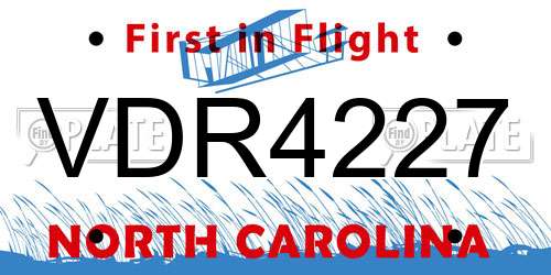 VDR4227 North Carolina License Plate