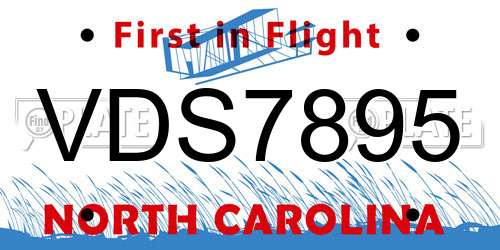 VDS7895 North Carolina License Plate