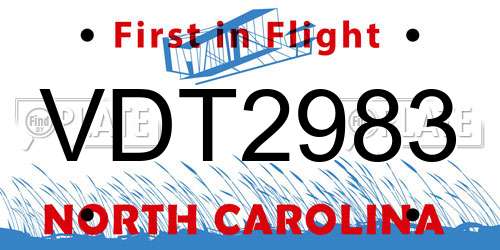 VDT2983 North Carolina License Plate