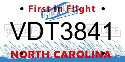 VDT3841 North Carolina License Plate