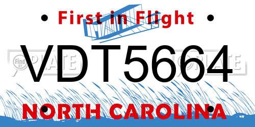 VDT5664 North Carolina License Plate