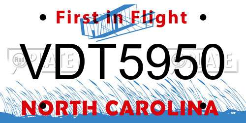 VDT5950 North Carolina License Plate