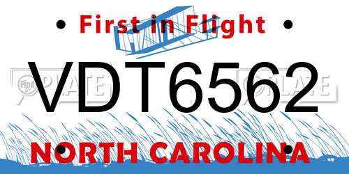 VDT6562 North Carolina License Plate