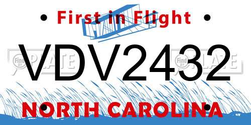 VDV2432 North Carolina License Plate